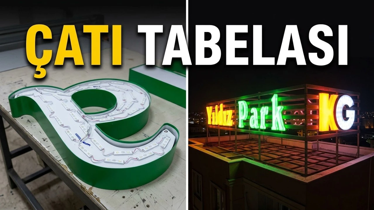 Pleksi Kutu Harf Çatı Tabela Modeli